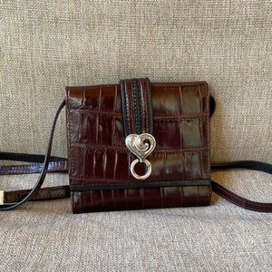 Brighton Burgundy Leather Crossbody Wallet